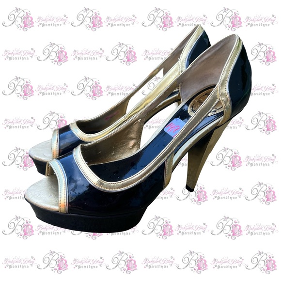 Baby phat heels with kitty cat gold black open toe heels vintage deadstock rare - Picture 14 of 16